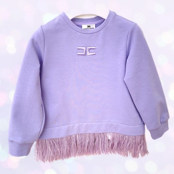 Elisabetta Franchi - Felpa con frange lavanda per neonata