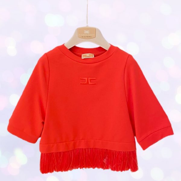 Elisabetta Franchi - Felpa con frange orange bimba