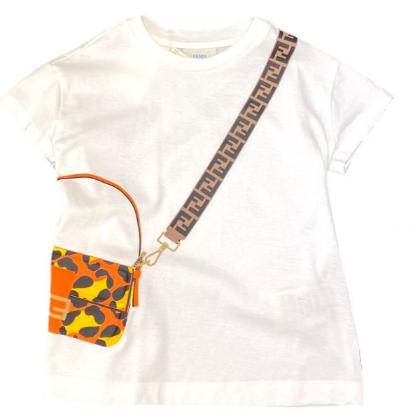 Fendi - T-shirt con borsetta bianca bimba