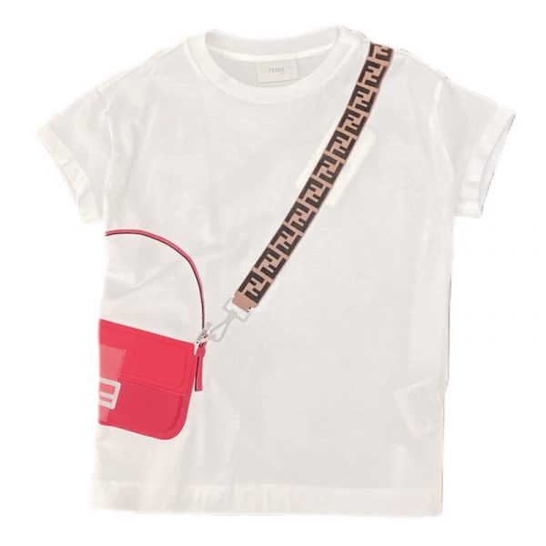 Fendi - T-shirt con borsa bianca bimba