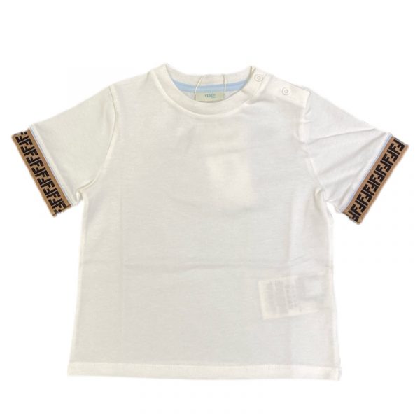 Fendi-t-shirt bianca con logo per neonato