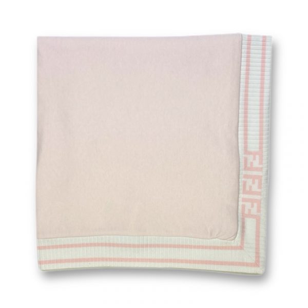 Fendi - Coperta con logo rosa per neonata