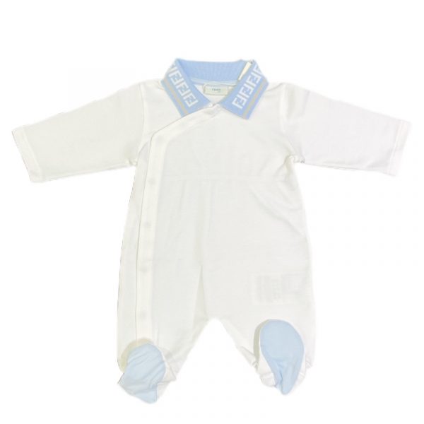 Fendi-Tutina bianca con piedi per neonato