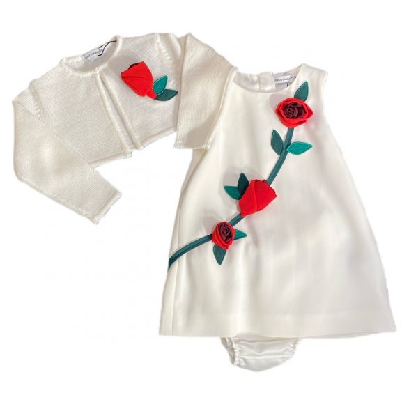 Dolce & Gabbana - Abito con rose bianco per neonata