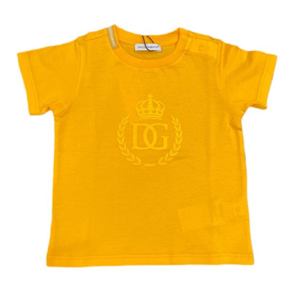 Dolce & Gabbana - T-shirt in cotone giallo ocra per neonato