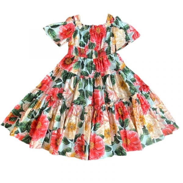 Dolce & Gabbana - Abito in cotone multicolor bimba