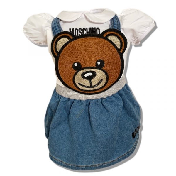 Moschino - Salopette e T-shirt bianca per neonato