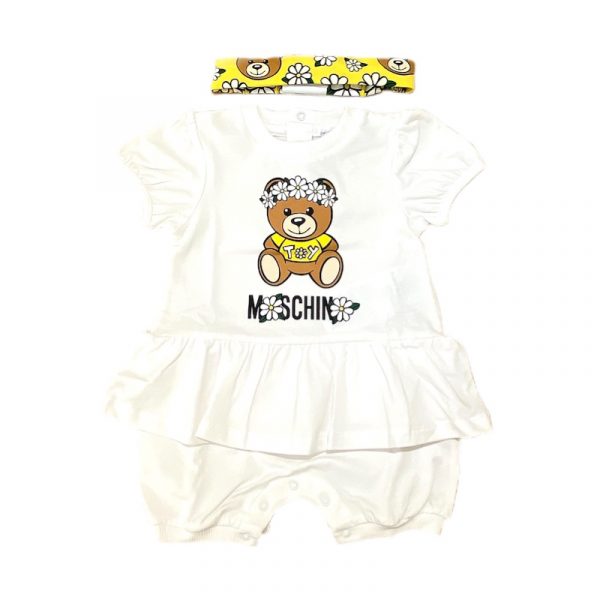 Moschino - Pagliaccetto e fascia bianco per neonata