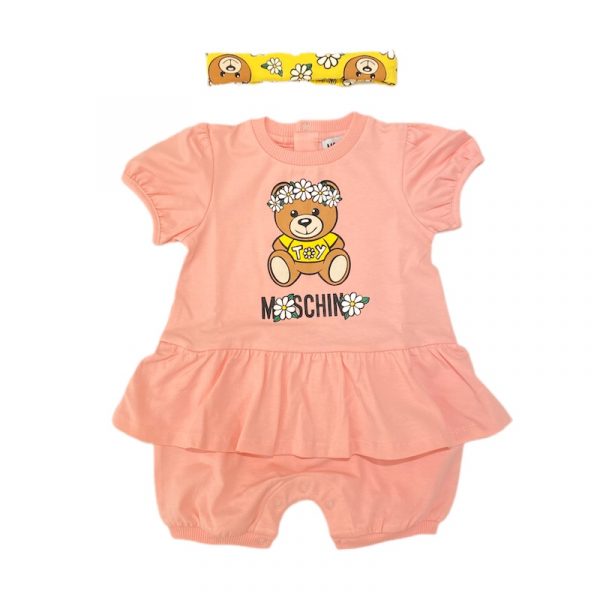Moschino - Pagliaccetto e fascia rosa per neonata
