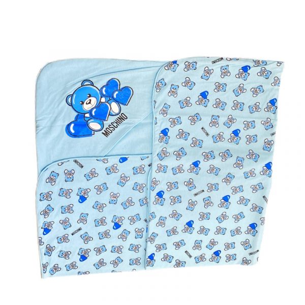 Moschino - Coperta in cotone cielo per neonato