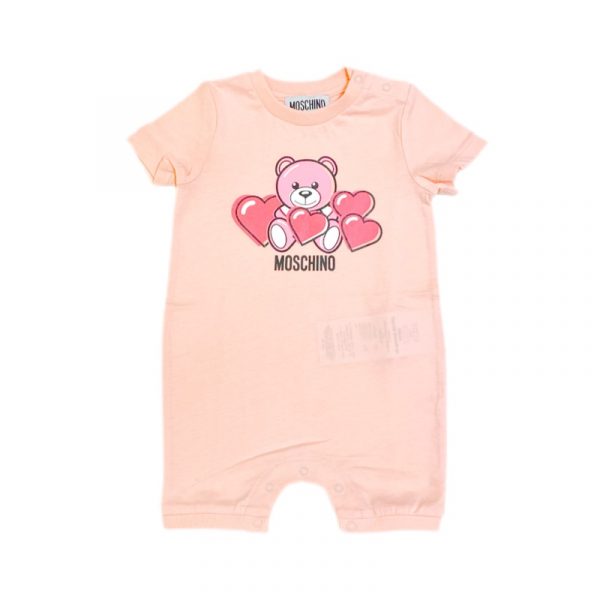 Moschino - Pagliaccetto in cotone rosa per neonata
