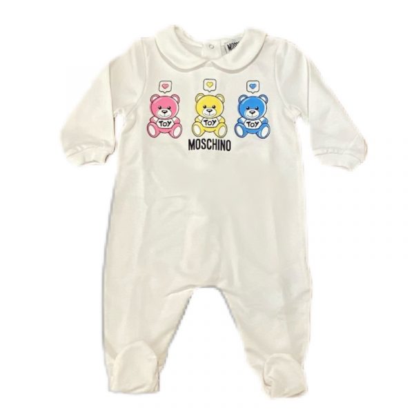 Moschino - Tutina con tre orsetti bianca per neonato