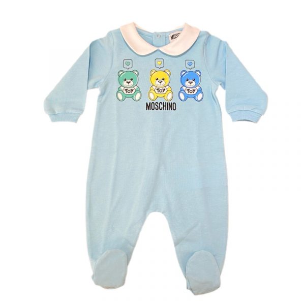 Moschino - Tutina con tre orsetti cielo per neonato