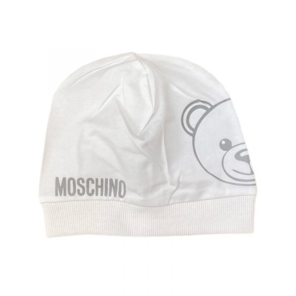 Moschino - Cappello in cotone bianco per neonato