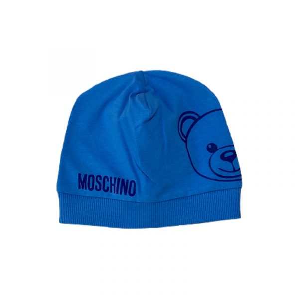 Moschino - Cappello in jersey azzurro per neonato