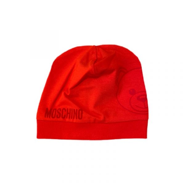 Moschino - Cappello in jersey rosso per neonato