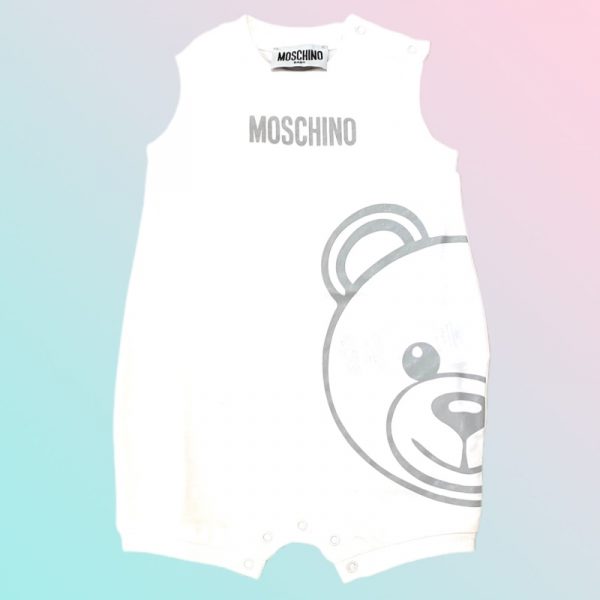 Moschino - Pagliaccetto smanicato bianco per neonato