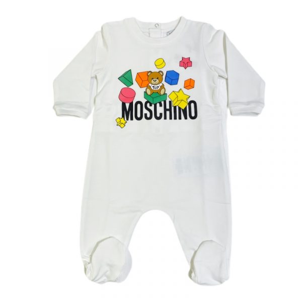 Moschino - Tutina manica lunga bianca per neonato