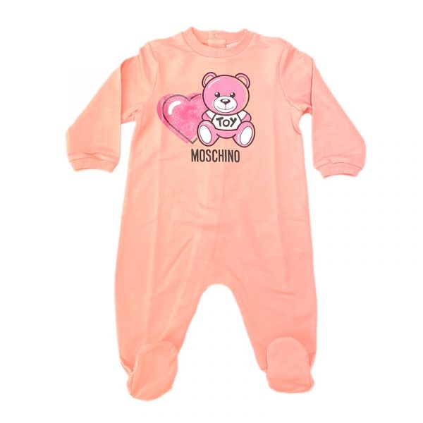 Moschino - Tutina in cotone rosa per neonata