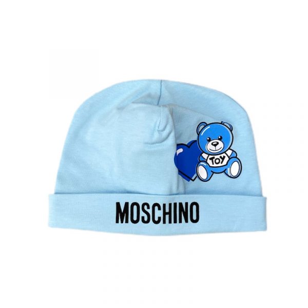 Moschino - Cappello in cotone cielo per neonato