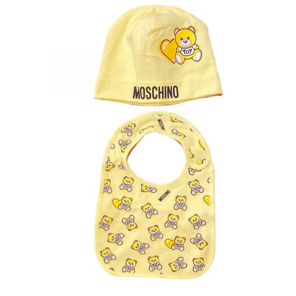 Moschino - Cappello + bavetta orsetti giallo per neonato