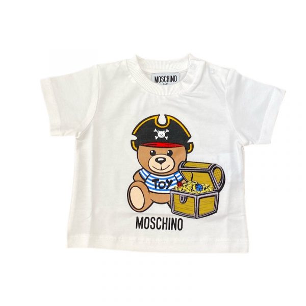 Moschino - T-shirt in cotone bianca per neonato