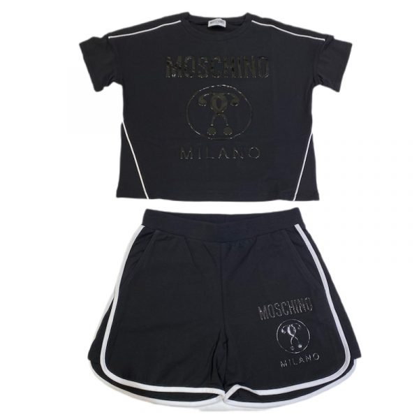 Moschino - Completo T-shirt e short nero da bambina