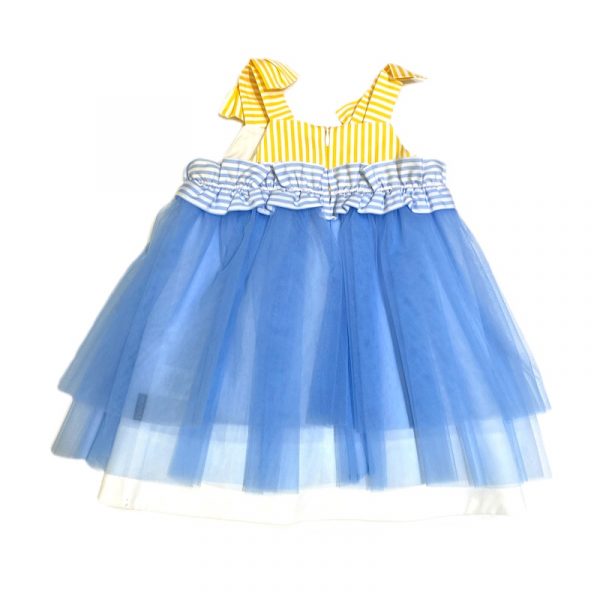 Simonetta - Abito in tulle cielo per neonata