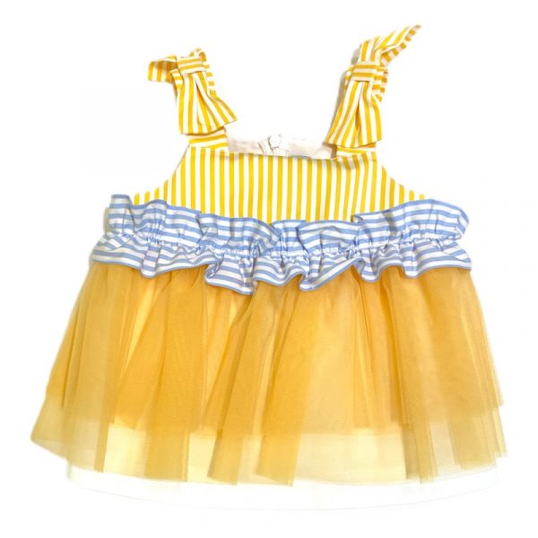 Simonetta - Top in tulle giallo per neonata