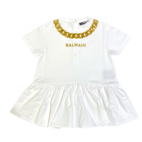 Balmain - Abito in felpa bianca per neonata