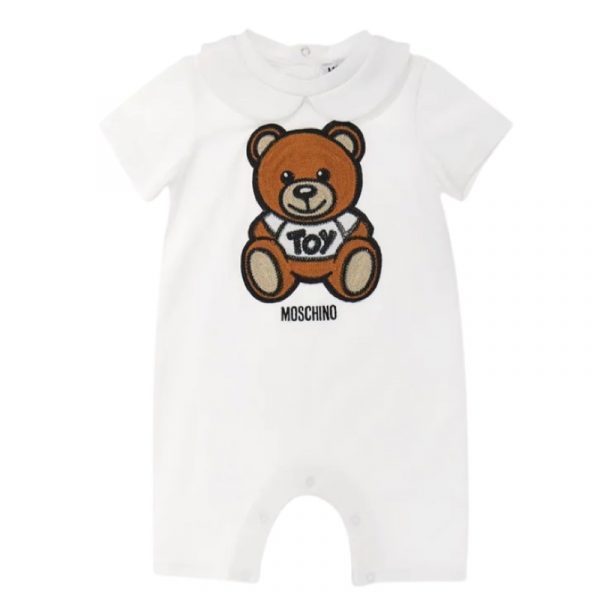Moschino - Pagliaccetto in jersey bianco per neonato