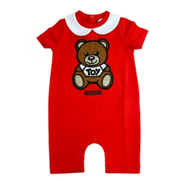Moschino - Pagliaccetto in jersey rosso per neonato