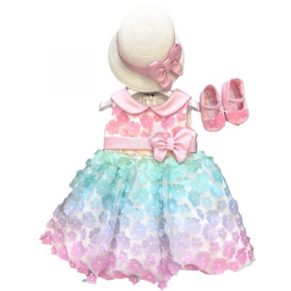Colorichiari - Abito con fiori multicolor per neonata