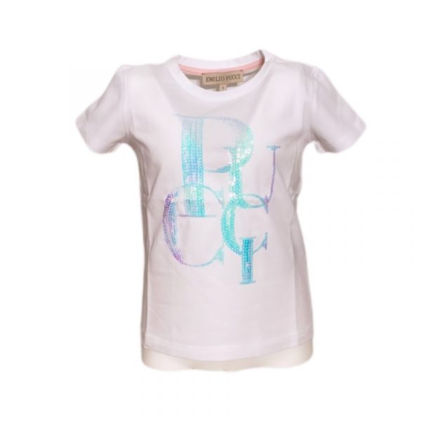 Emilio Pucci- T-shirt manica corta bianca bimba