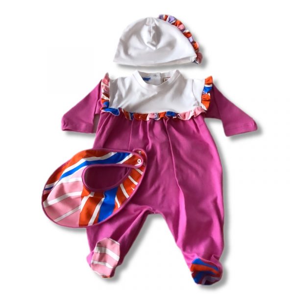 Emilio Pucci  - Tutina cappello bavetta multicolor per neonata