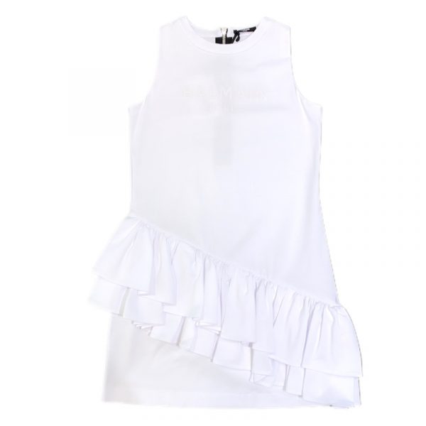 Balmain - Abito smanicato bianco bimba