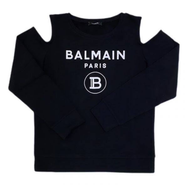 Balmain - Felpa manica lunga nera bimba