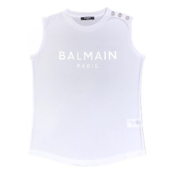 Balmain - T-shirt smanicata bianca bimba
