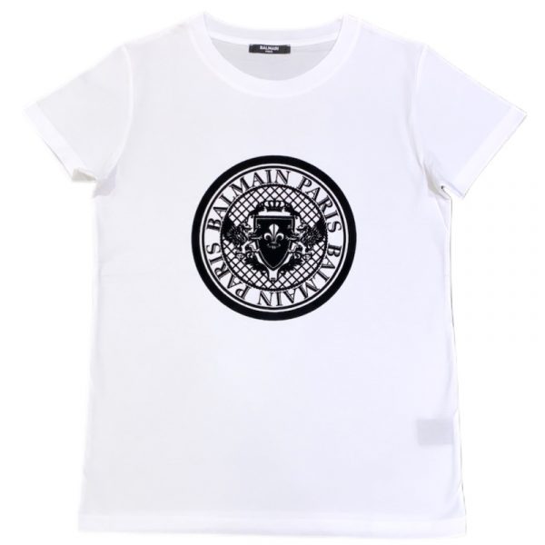 Balmain - T-shirt manica corta bianca bimbi