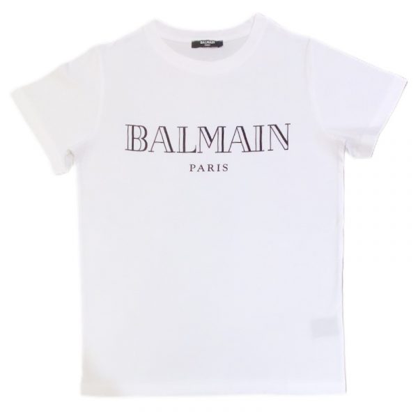 Balmain - T-shirt manica corta bianca bimbo
