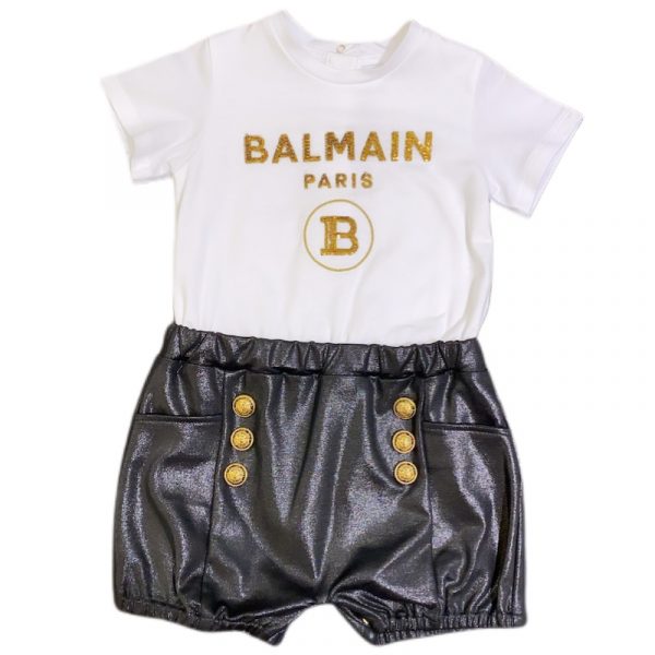 Balmain - Pagliaccetto - Bianco-Nero per neonata