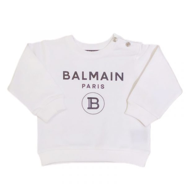 Balmain - Felpa manica lunga bianca per neonato
