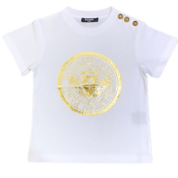 Balmain - T-shirt manica corta bianca bimba