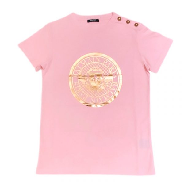 Balmain - T-shirt manica corta rosa bimba