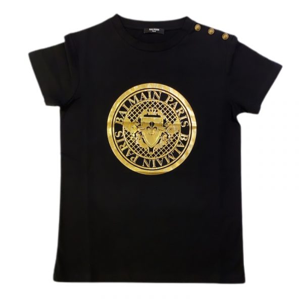 Balmain - T-shirt manica corta nera bimba