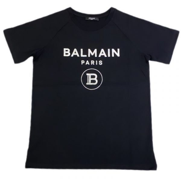 Balmain - T-shirt manica corta nera bimba