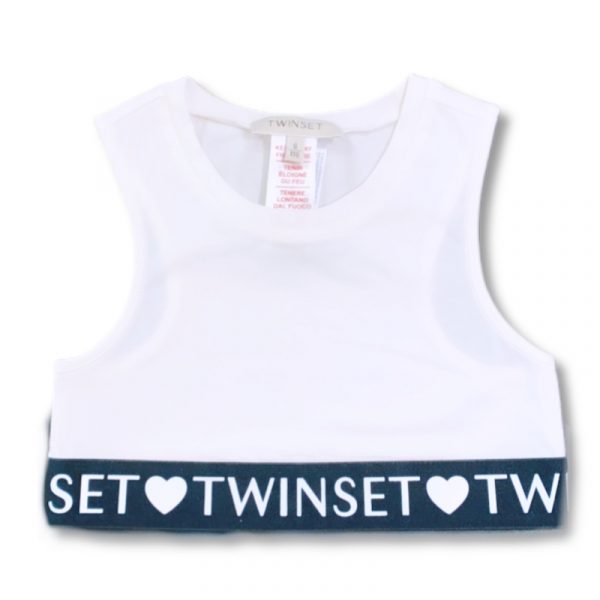 Twinset - Top in cotone bianco bimba