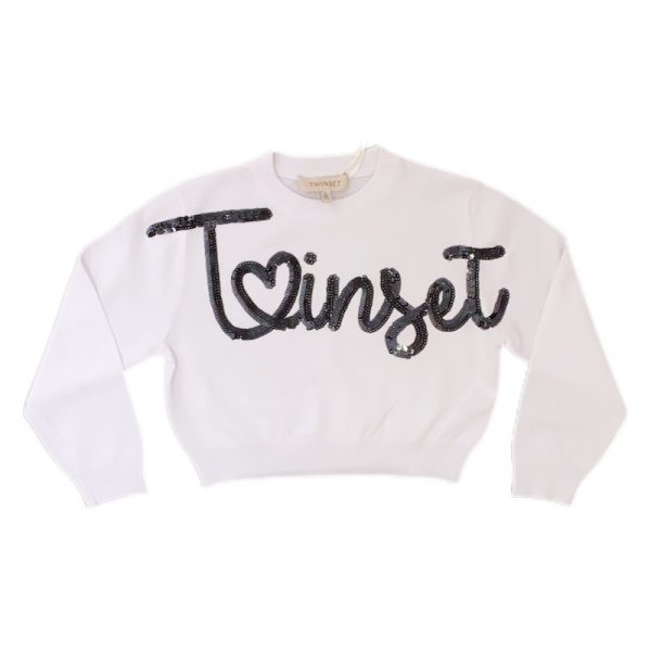 Twinset - Maglia in cotone bianca bimba