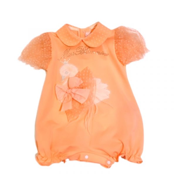 Blumarine - Pagliaccetto in cotone pesco per neonata