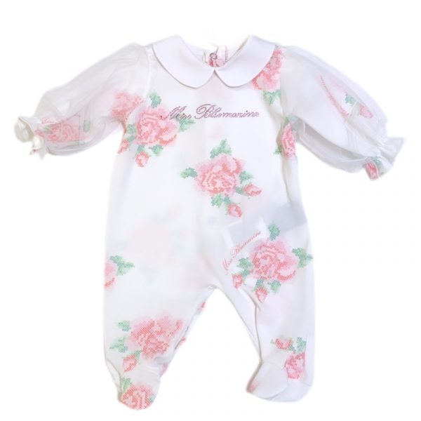 Miss Blumarine - Tutina in jersey white per neonata